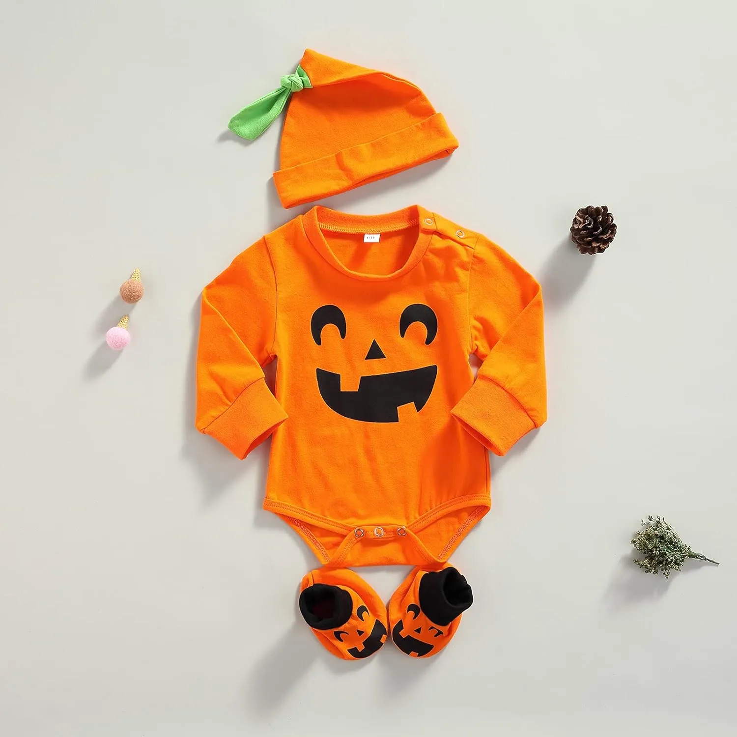 Toddler Baby Girl Boy Halloween Pumpkin Costumes Newborn Baby Pumpkin Outfits with Hat