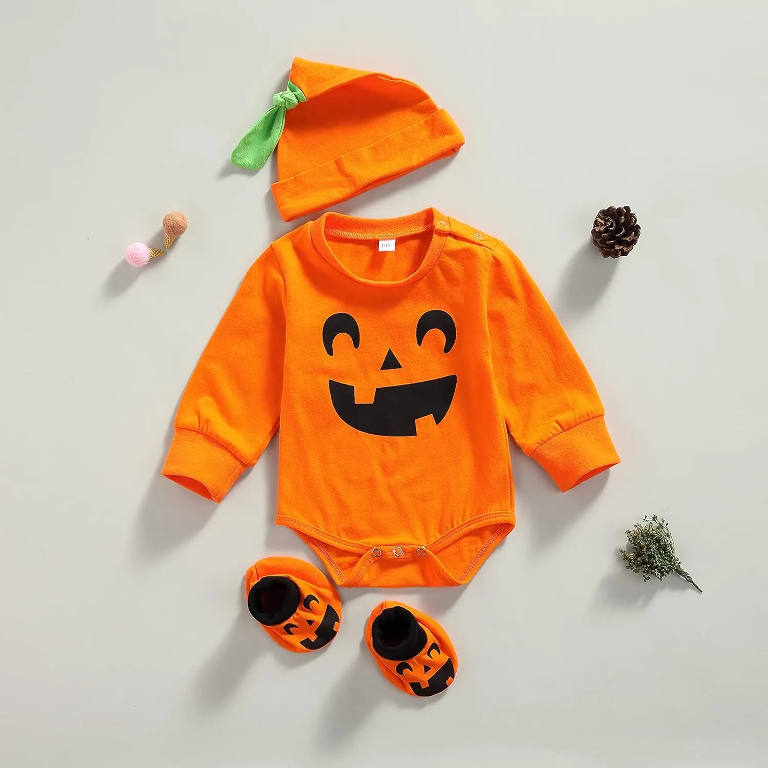 Toddler Baby Girl Boy Halloween Pumpkin Costumes Newborn Baby Pumpkin Outfits with Hat