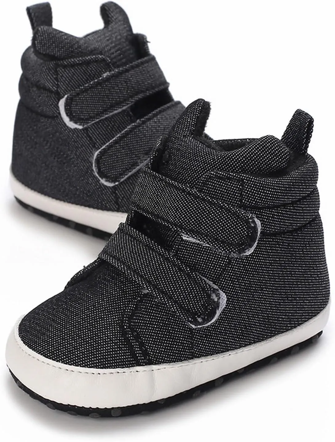 Toddler Baby High Tops Ankle Sneakers Boys Girls Soft Anti Slip Plat Sole Cotton Boots Hook Loop Walking Shoes