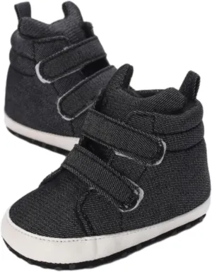 Toddler Baby High Tops Ankle Sneakers Boys Girls Soft Anti Slip Plat Sole Cotton Boots Hook Loop Walking Shoes