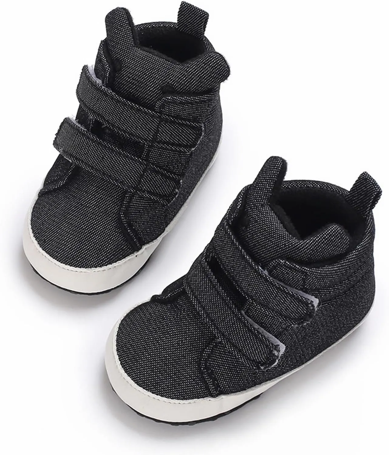 Toddler Baby High Tops Ankle Sneakers Boys Girls Soft Anti Slip Plat Sole Cotton Boots Hook Loop Walking Shoes