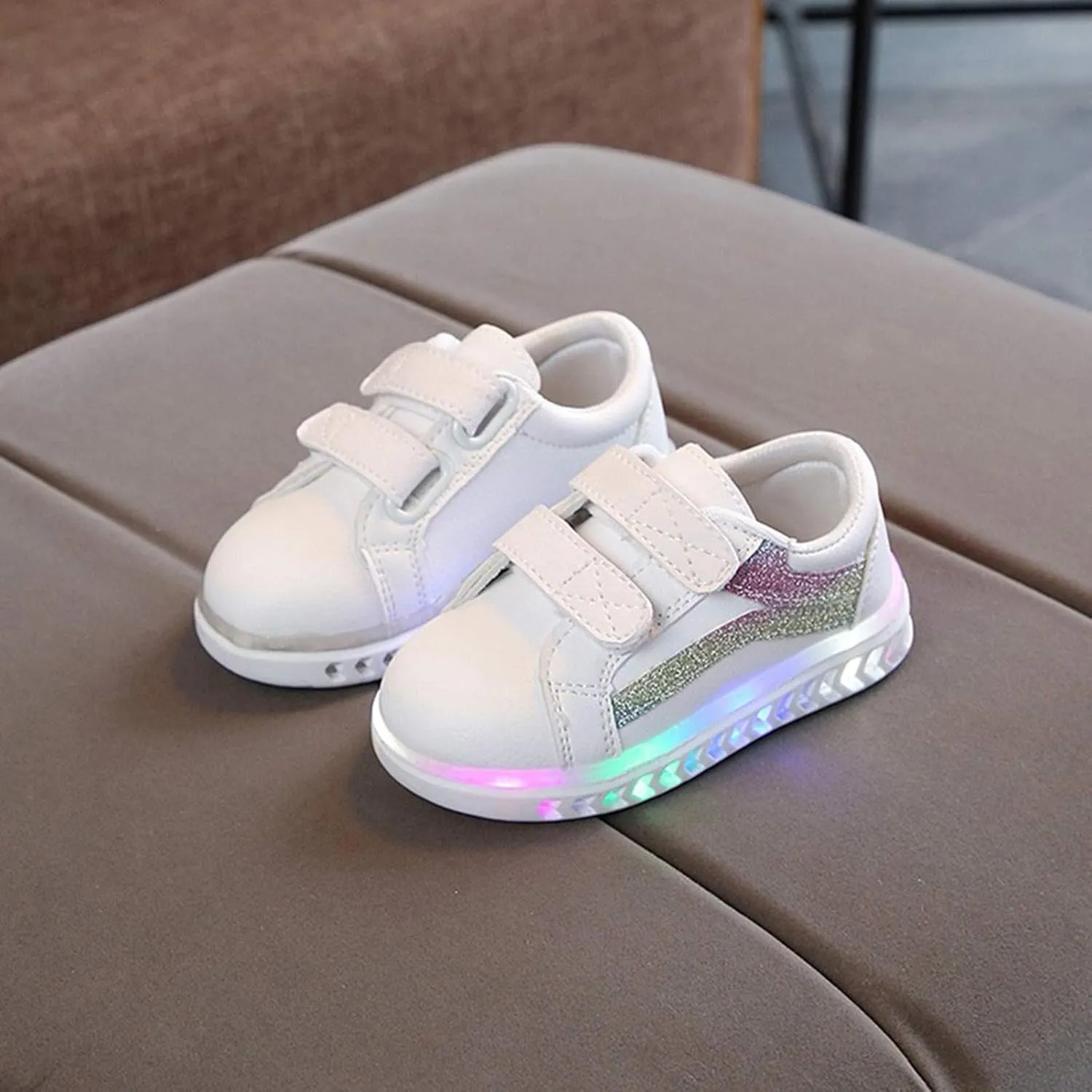 Toddler Baby Kid Baby Girls Boys Striped Bling Flat Led Luminous Sport Sneaker Shoes Sport Outdoor Shoes
