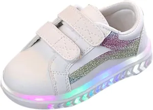 Toddler Baby Kid Baby Girls Boys Striped Bling Flat Led Luminous Sport Sneaker Shoes Sport Outdoor Shoes