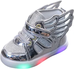 Toddler Baby Light Up Shoes Little Girls Non Slip Glitter High Top Sneakers Cute Child Fashion LED Flashing Boots