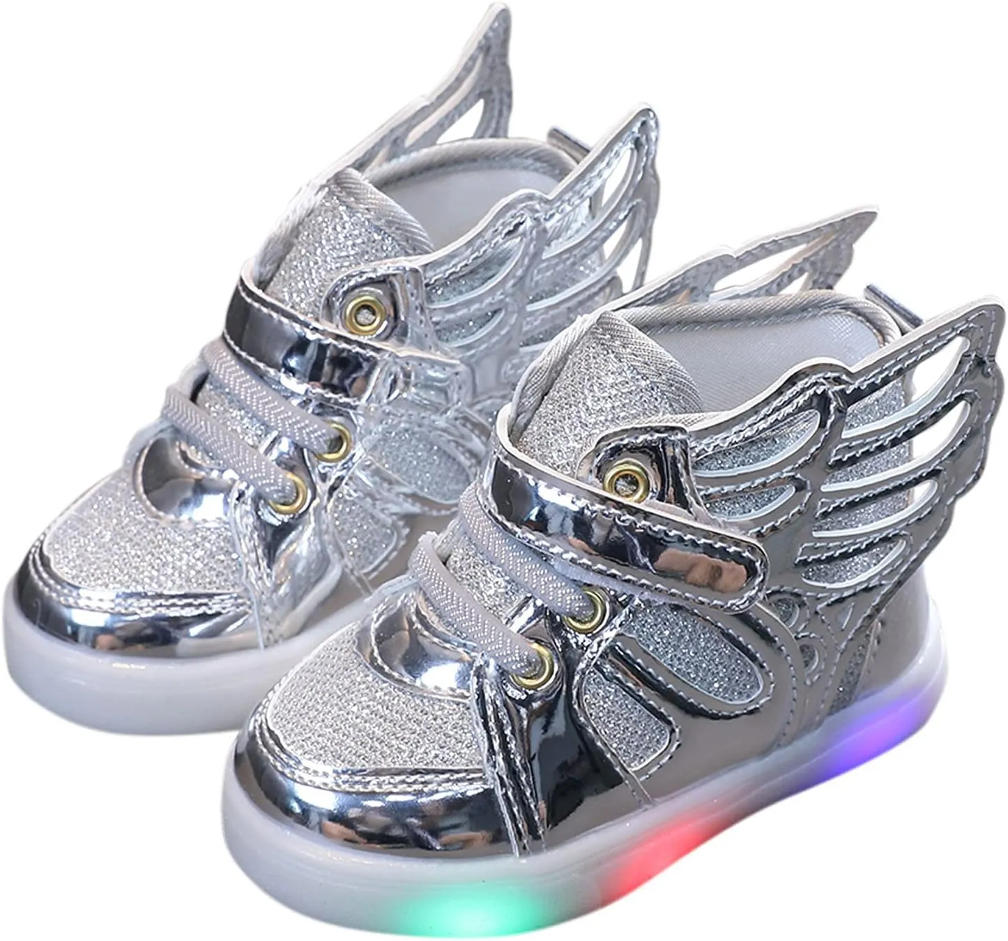 Toddler Baby Light Up Shoes Little Girls Non Slip Glitter High Top Sneakers Cute Child Fashion LED Flashing Boots