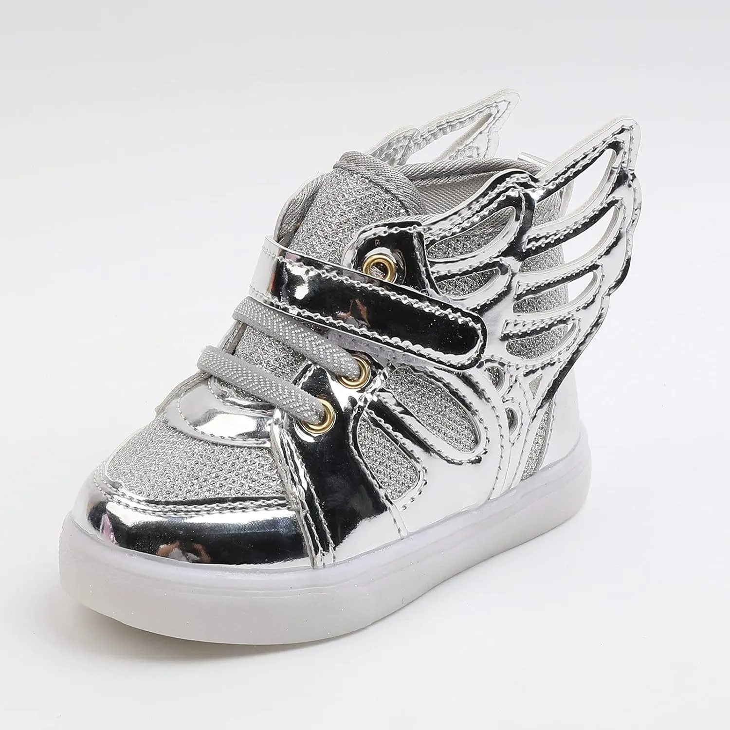 Toddler Baby Light Up Shoes Little Girls Non Slip Glitter High Top Sneakers Cute Child Fashion LED Flashing Boots