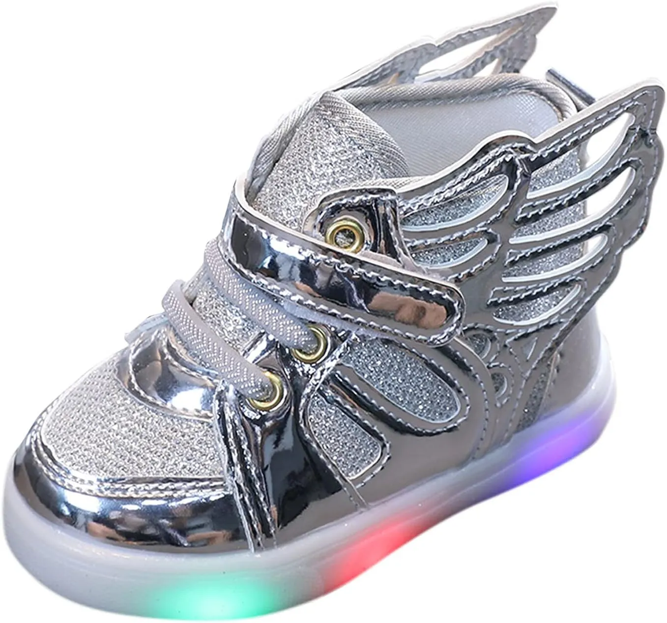 Toddler Baby Light Up Shoes Little Girls Non Slip Glitter High Top Sneakers Cute Child Fashion LED Flashing Boots