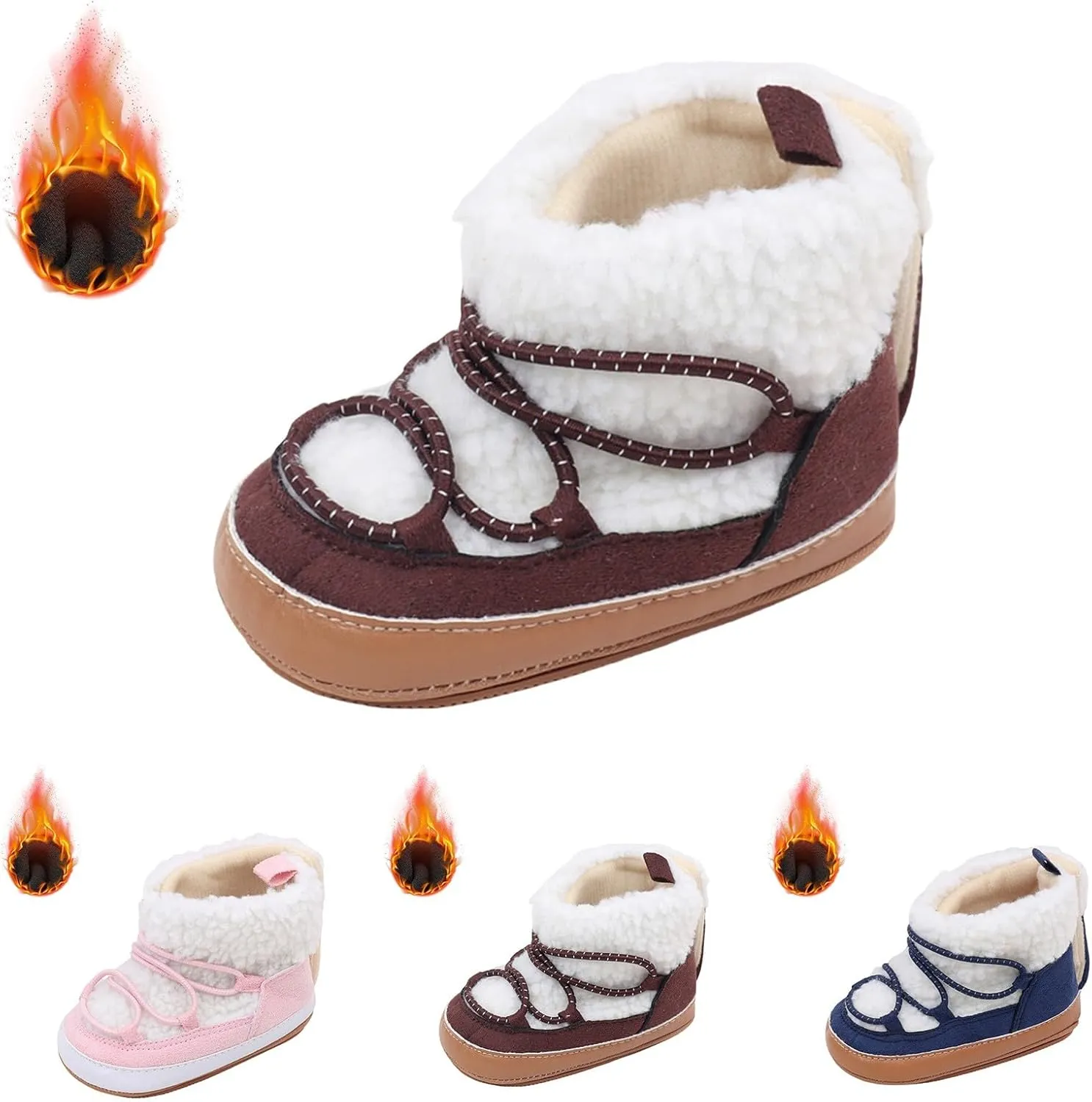 Toddler Baby Winter Fleece Cozy Boots Infant Plush Warm  Lined Soft Non-Slip Soft Sole Sneakers House Shoes