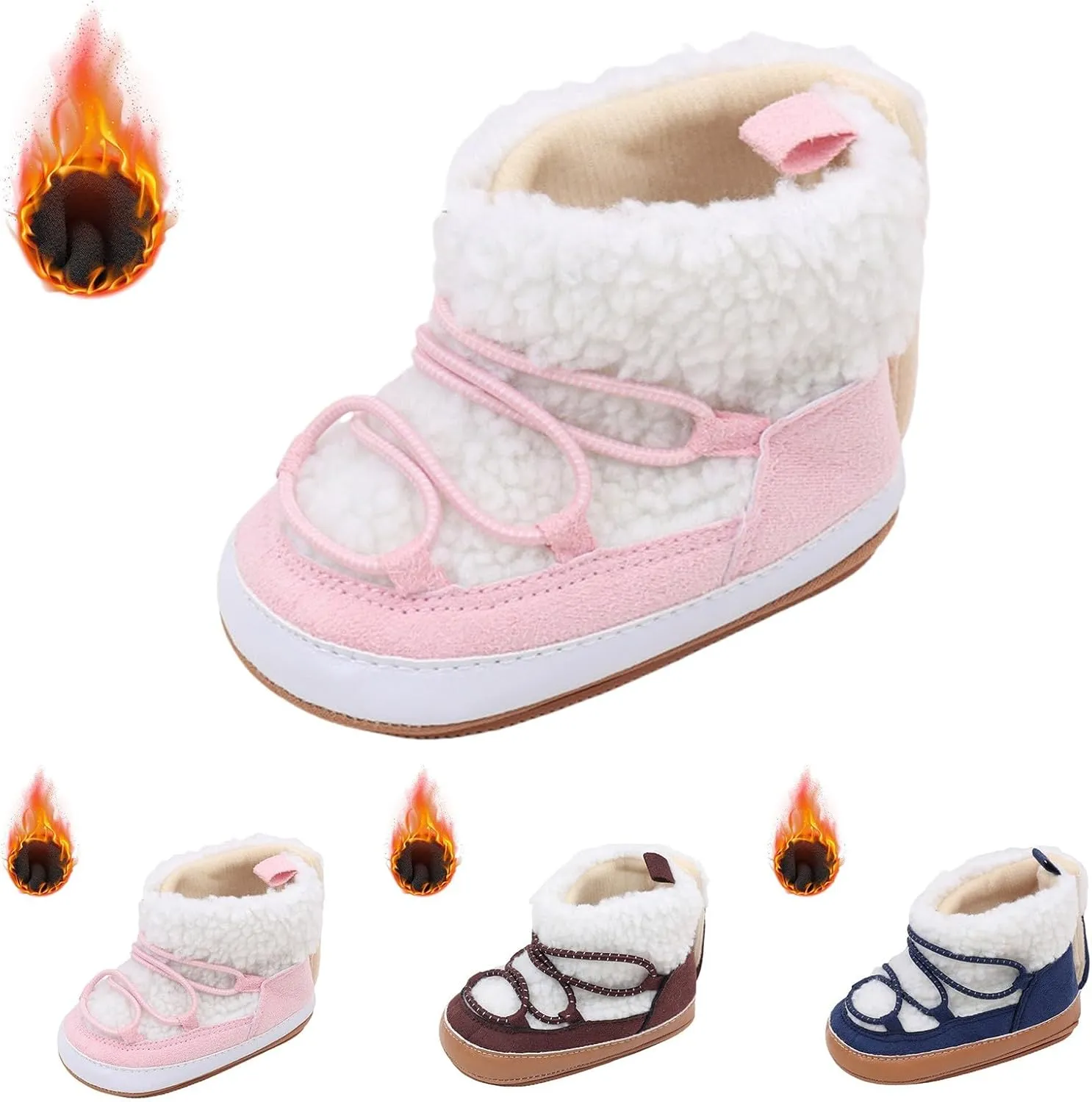 Toddler Baby Winter Fleece Cozy Boots Infant Plush Warm  Lined Soft Non-Slip Soft Sole Sneakers House Shoes