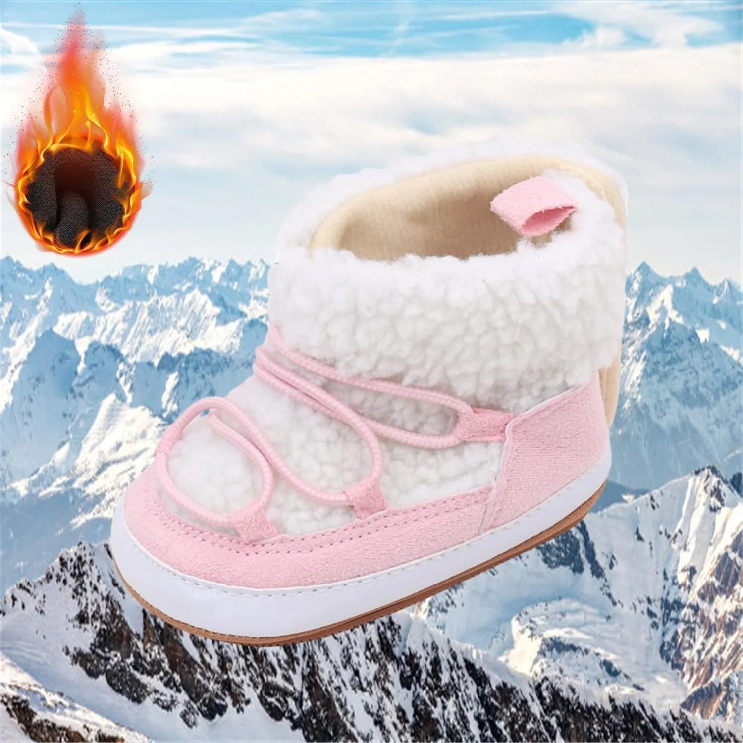 Toddler Baby Winter Fleece Cozy Boots Infant Plush Warm  Lined Soft Non-Slip Soft Sole Sneakers House Shoes
