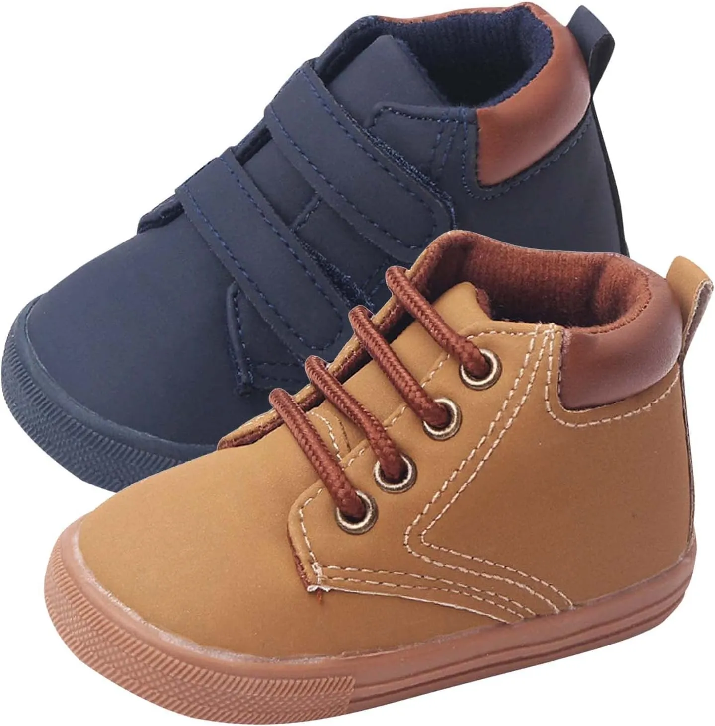 Toddler Boys Girls Ankle Sneakers Infant Baby PU Leather High Tops Anti-Slip Soft Sole First Walking Sports Shoes