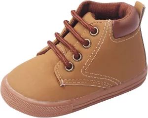 Toddler Boys Girls Ankle Sneakers Infant Baby PU Leather High Tops Anti-Slip Soft Sole First Walking Sports Shoes