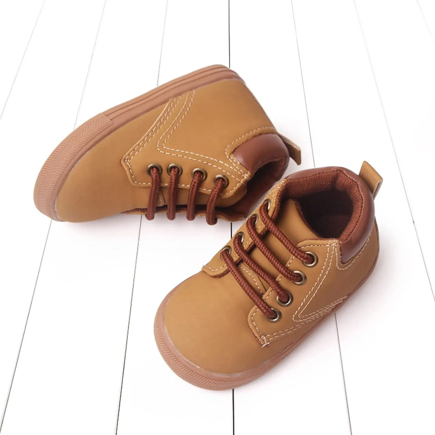 Toddler Boys Girls Ankle Sneakers Infant Baby PU Leather High Tops Anti-Slip Soft Sole First Walking Sports Shoes