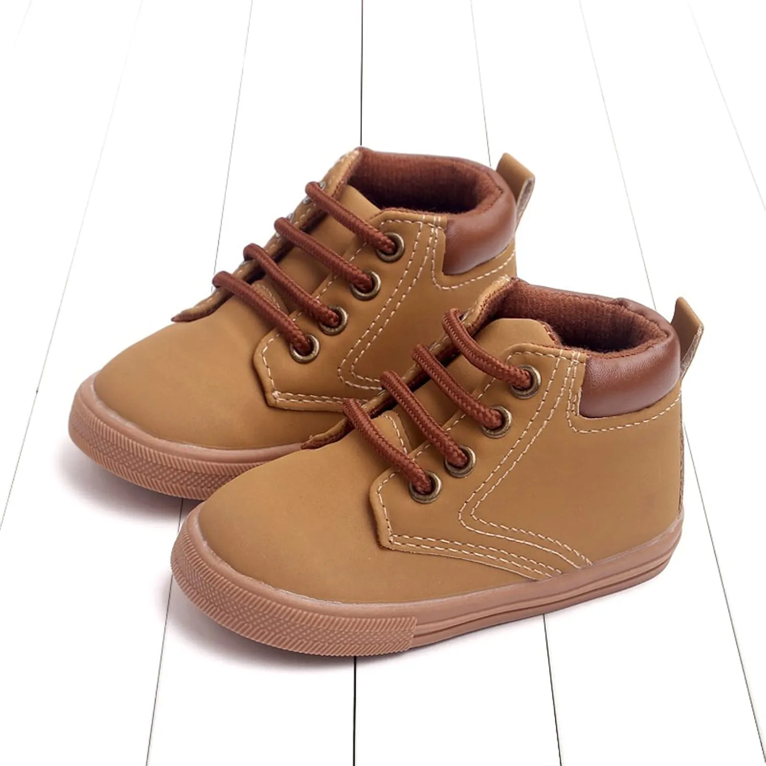 Toddler Boys Girls Ankle Sneakers Infant Baby PU Leather High Tops Anti-Slip Soft Sole First Walking Sports Shoes