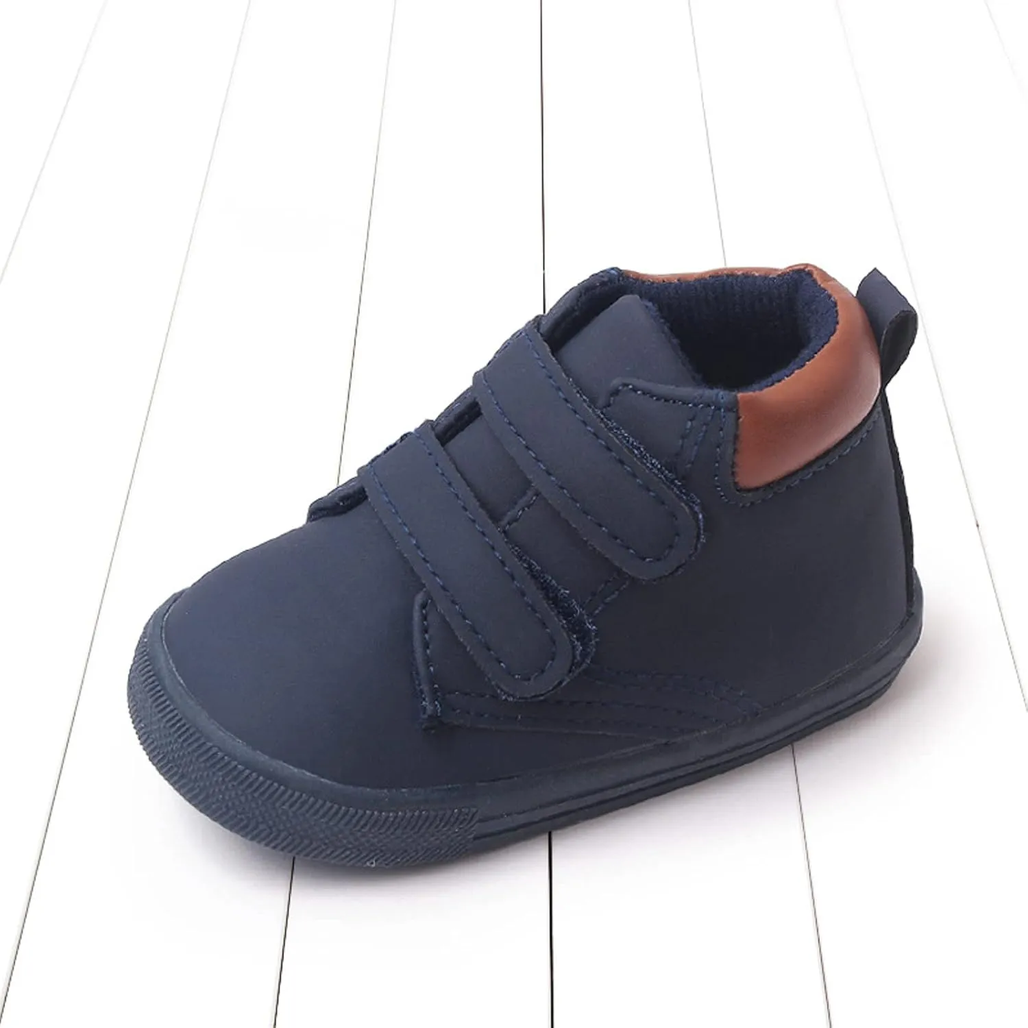 Toddler Boys Girls Ankle Sneakers Infant Baby PU Leather High Tops Anti-Slip Soft Sole First Walking Sports Shoes
