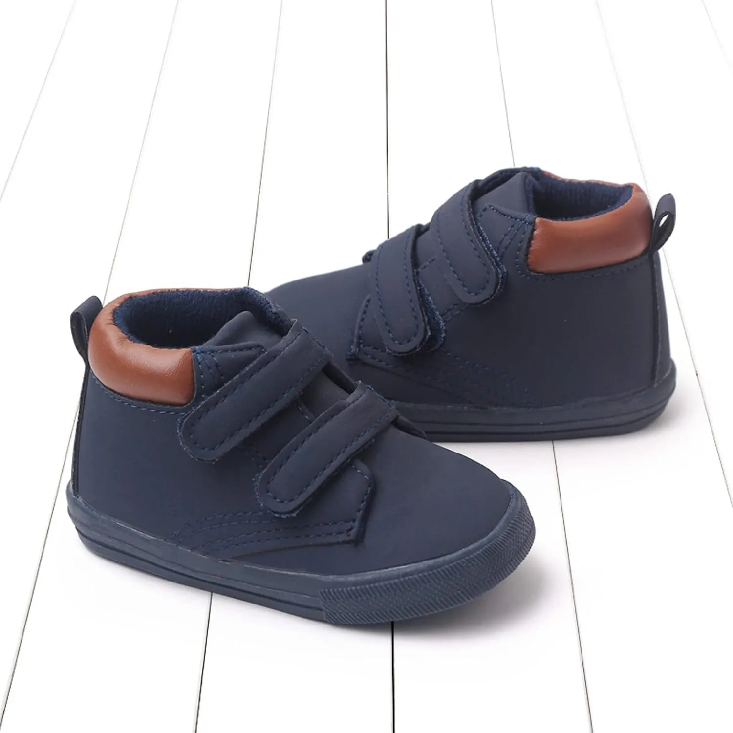 Toddler Boys Girls Ankle Sneakers Infant Baby PU Leather High Tops Anti-Slip Soft Sole First Walking Sports Shoes