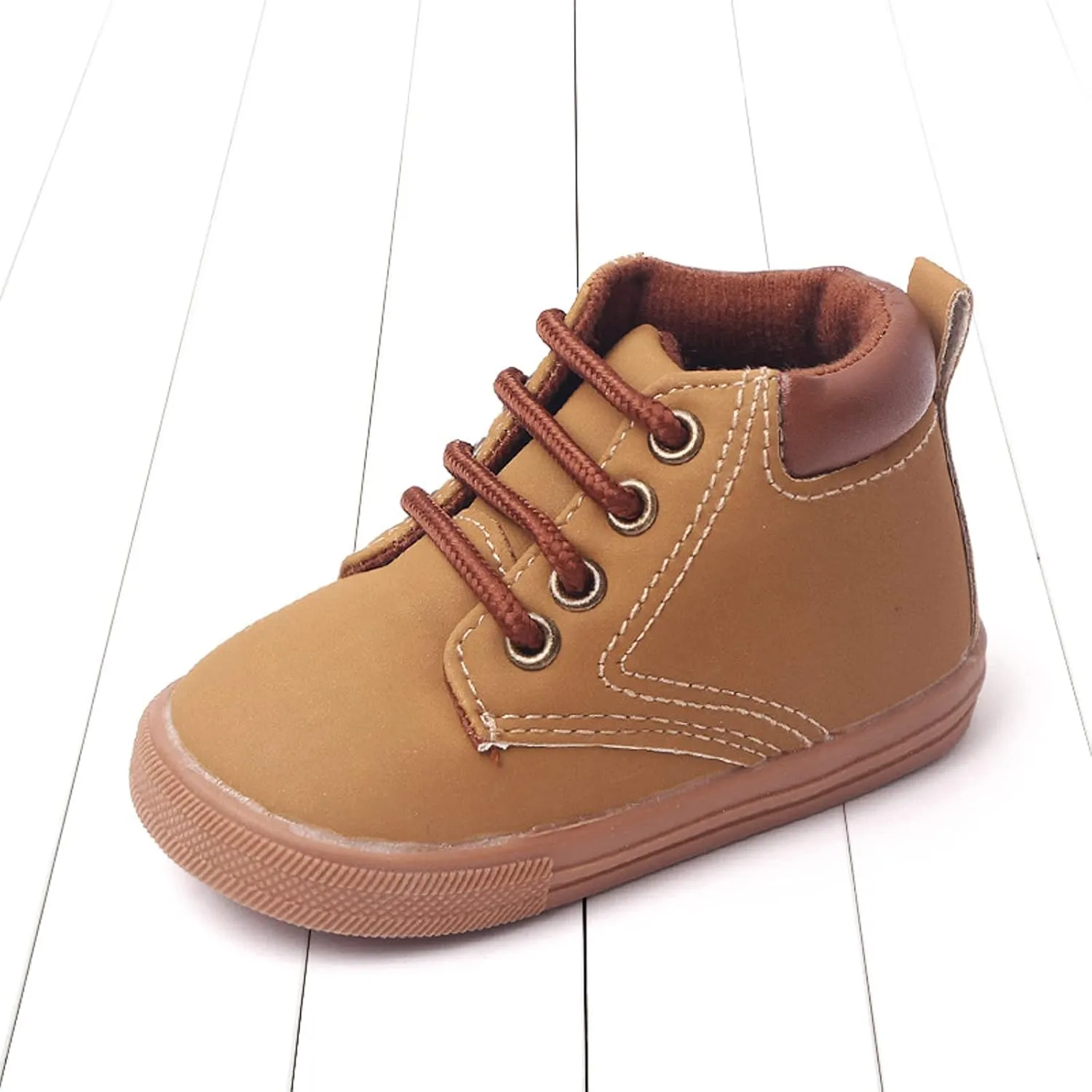 Toddler Boys Girls Ankle Sneakers Infant Baby PU Leather High Tops Anti-Slip Soft Sole First Walking Sports Shoes