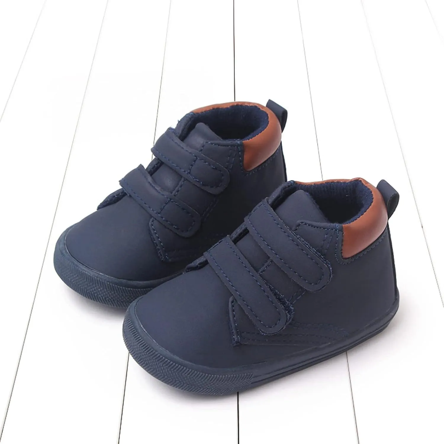 Toddler Boys Girls Ankle Sneakers Infant Baby PU Leather High Tops Anti-Slip Soft Sole First Walking Sports Shoes