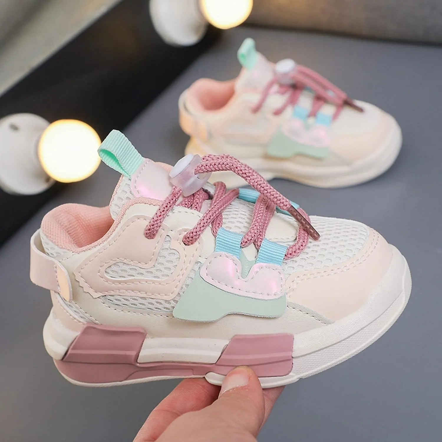 Toddler Boys Girls Lightweight Athletic Shoes Mesh Breathable Walking Sneakers Lace-up Soft Soles Sports Toddlers Babies