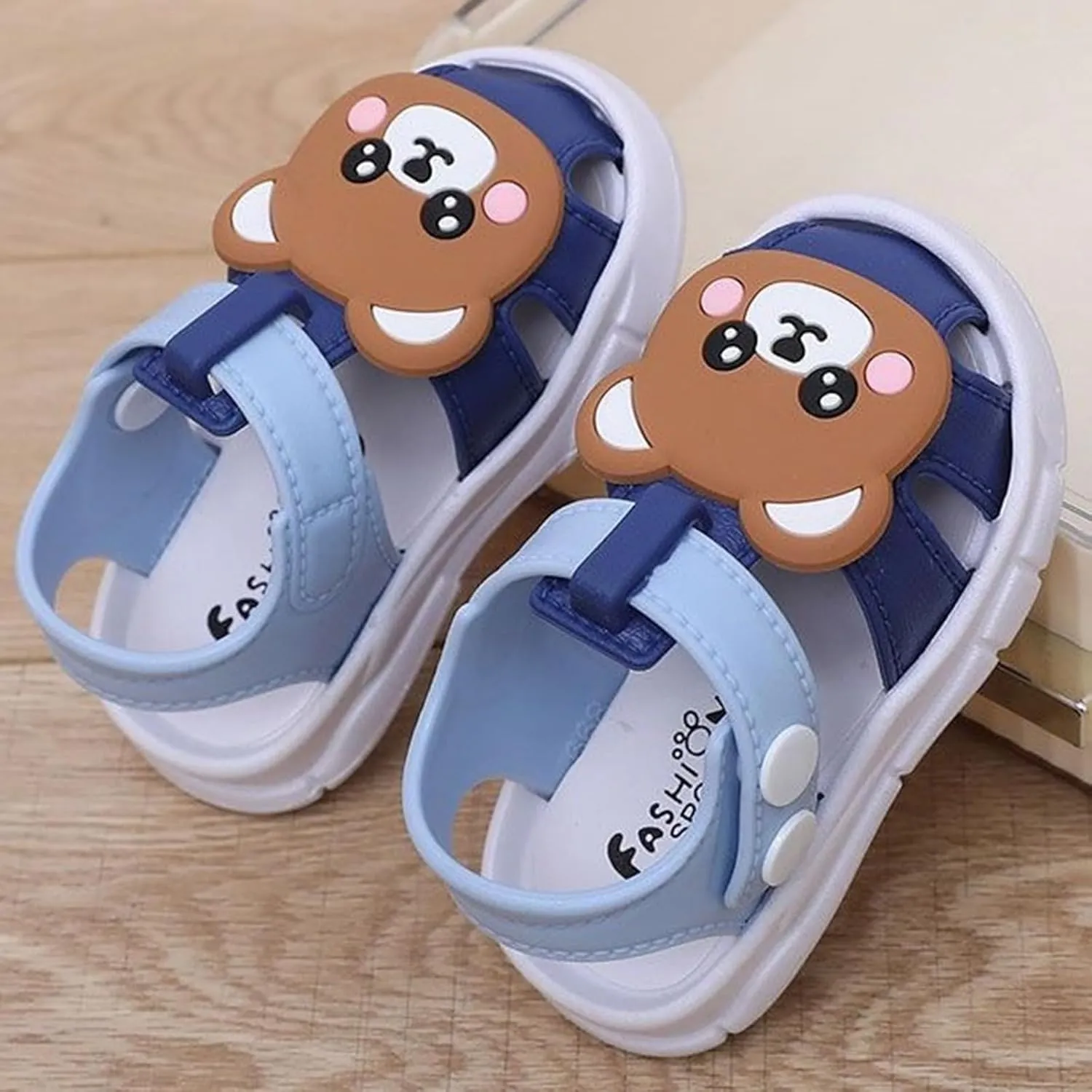 Toddler Boys Girls Squeaky Sandals Summer Cute Bear Crib Sandal Closed-Toe Non-Slip Soft Sole Shoes Infant First Walker Shoes