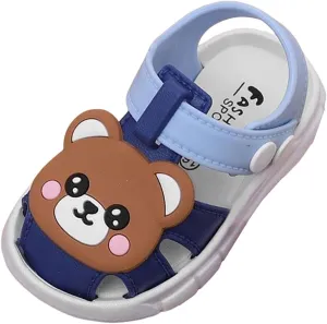 Toddler Boys Girls Squeaky Sandals Summer Cute Bear Crib Sandal Closed-Toe Non-Slip Soft Sole Shoes Infant First Walker Shoes