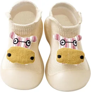 Toddler Cute Cartoon Socks Shoes Boys Girls First Walking Shoes Soft Soles Non Slip Shoes Baby Sock Shoes