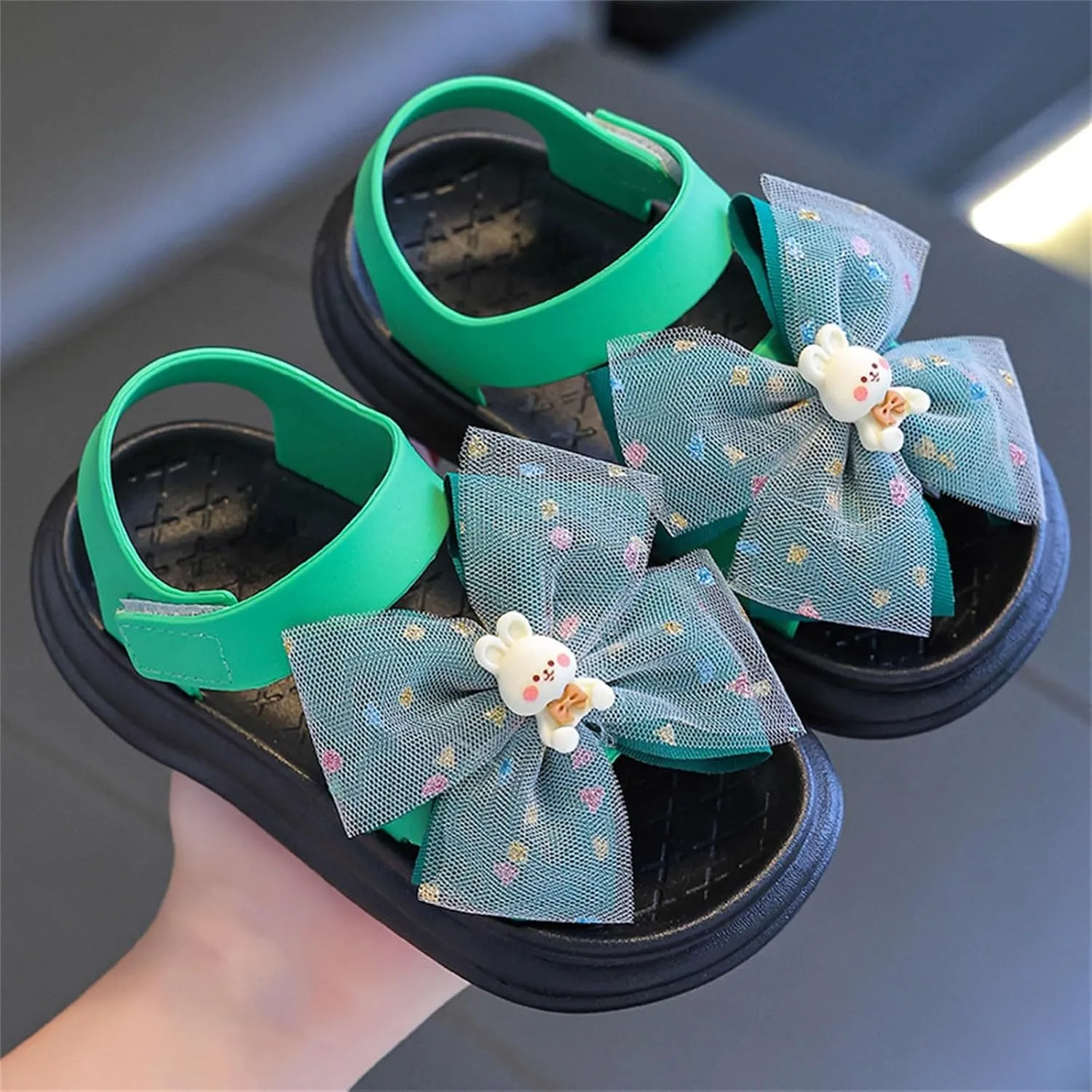 Toddler Girls Dress Sandals Tulle Bow Soft Flat Shoes Toddler Baby Girls Summer Flower Shoes Wedding ay Sandals