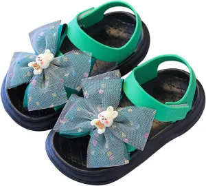 Toddler Girls Dress Sandals Tulle Bow Soft Flat Shoes Toddler Baby Girls Summer Flower Shoes Wedding ay Sandals