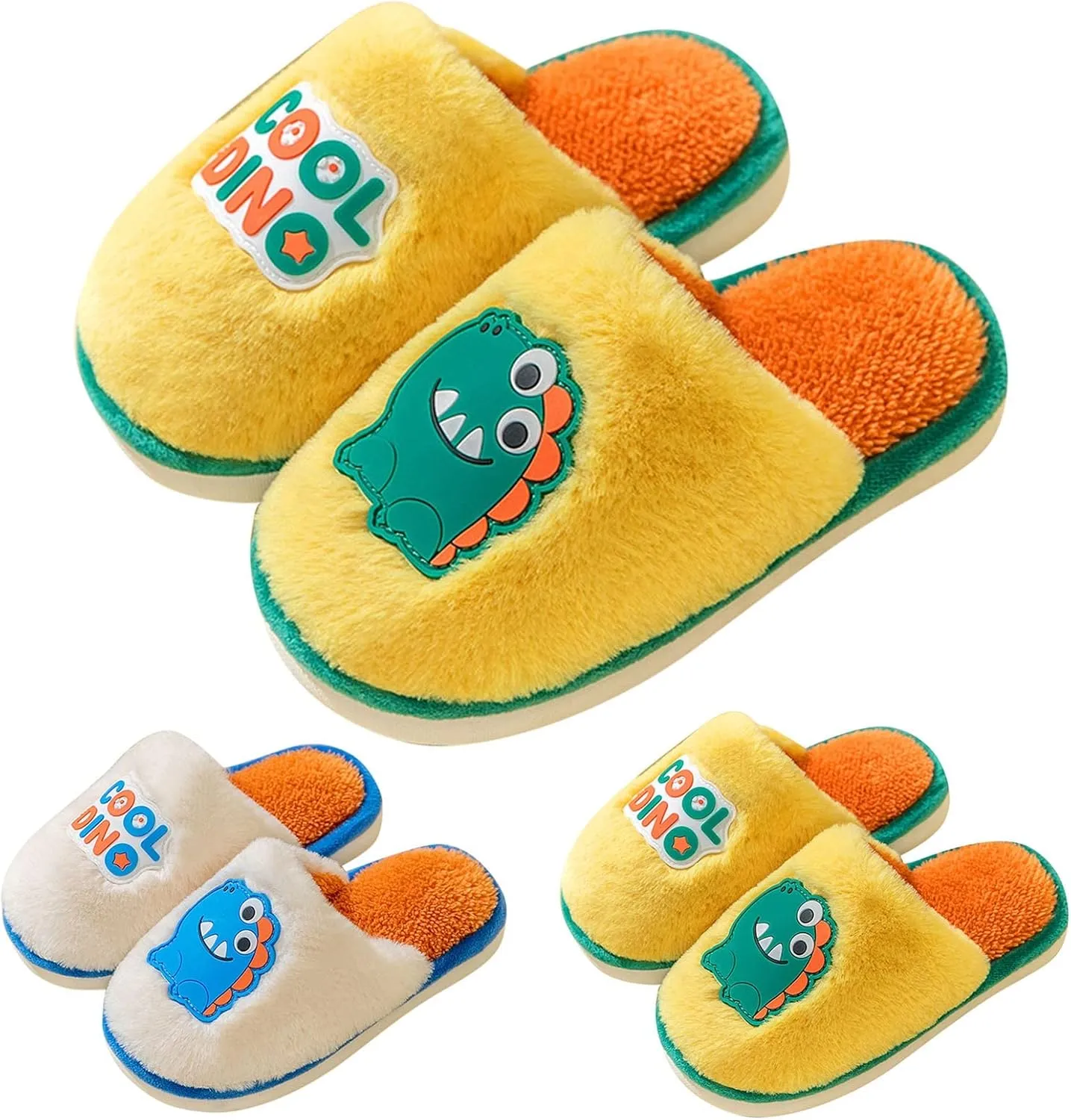 Toddler House Shoes Boys Non Slip Dinosaur Slipper Baby Plush Warm Slip On Slippers Soft Sole Baby Walking Shoes