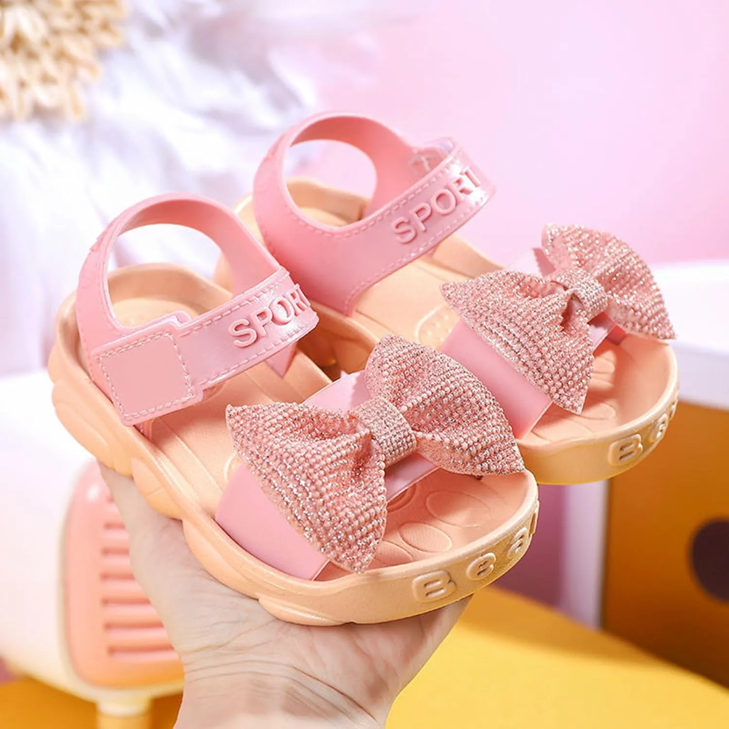 Toddler Kids Infant Girls Soild Bowknot Princress Shoes Soft Sole Non Slip First Walkers Prewalker Beach Kids Strap