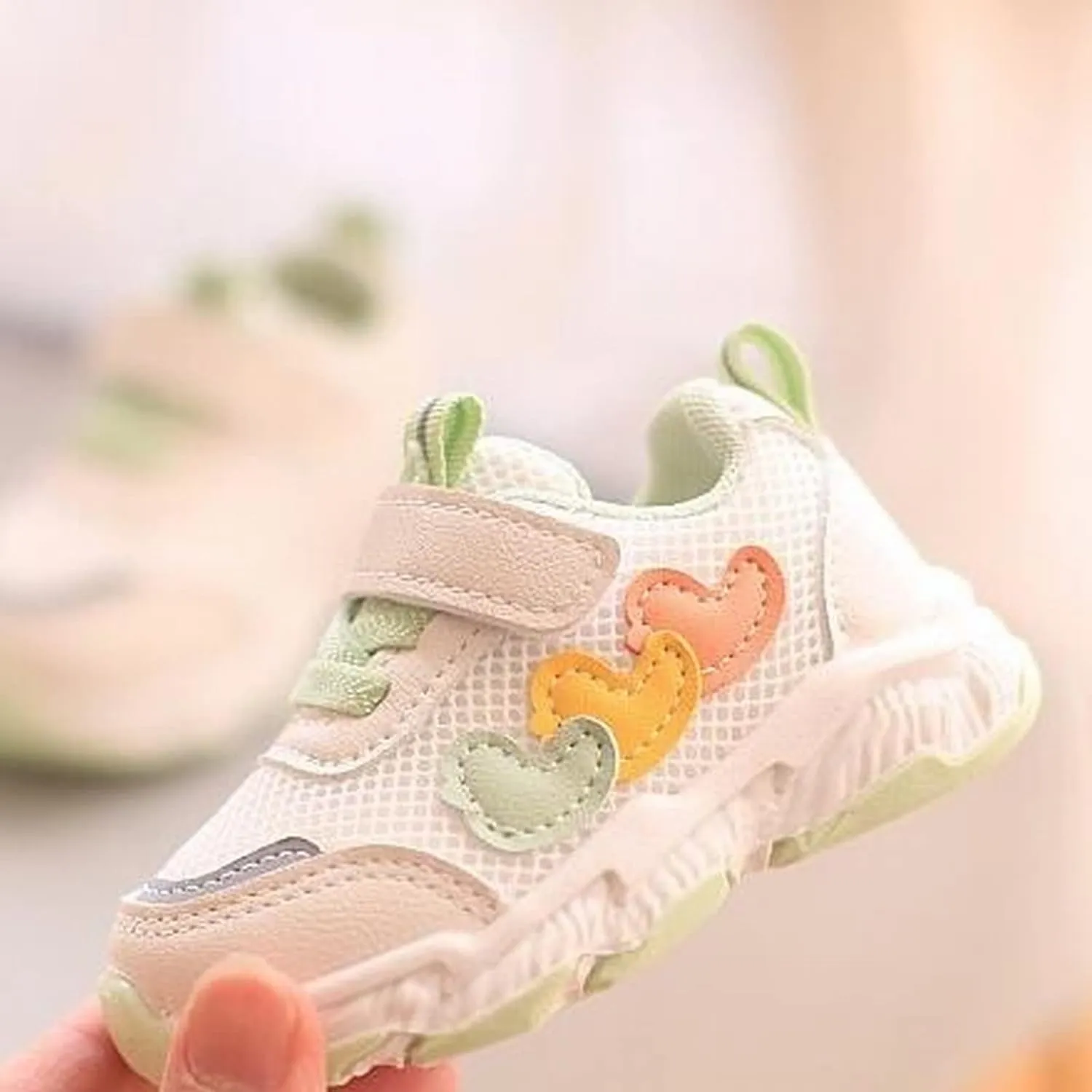 Toddler Sneakers Children's Sports Mesh Shoes Unisex Heart Decoration for Kids 3 to 18 Toddler Shoes Boys Size 6 Wide