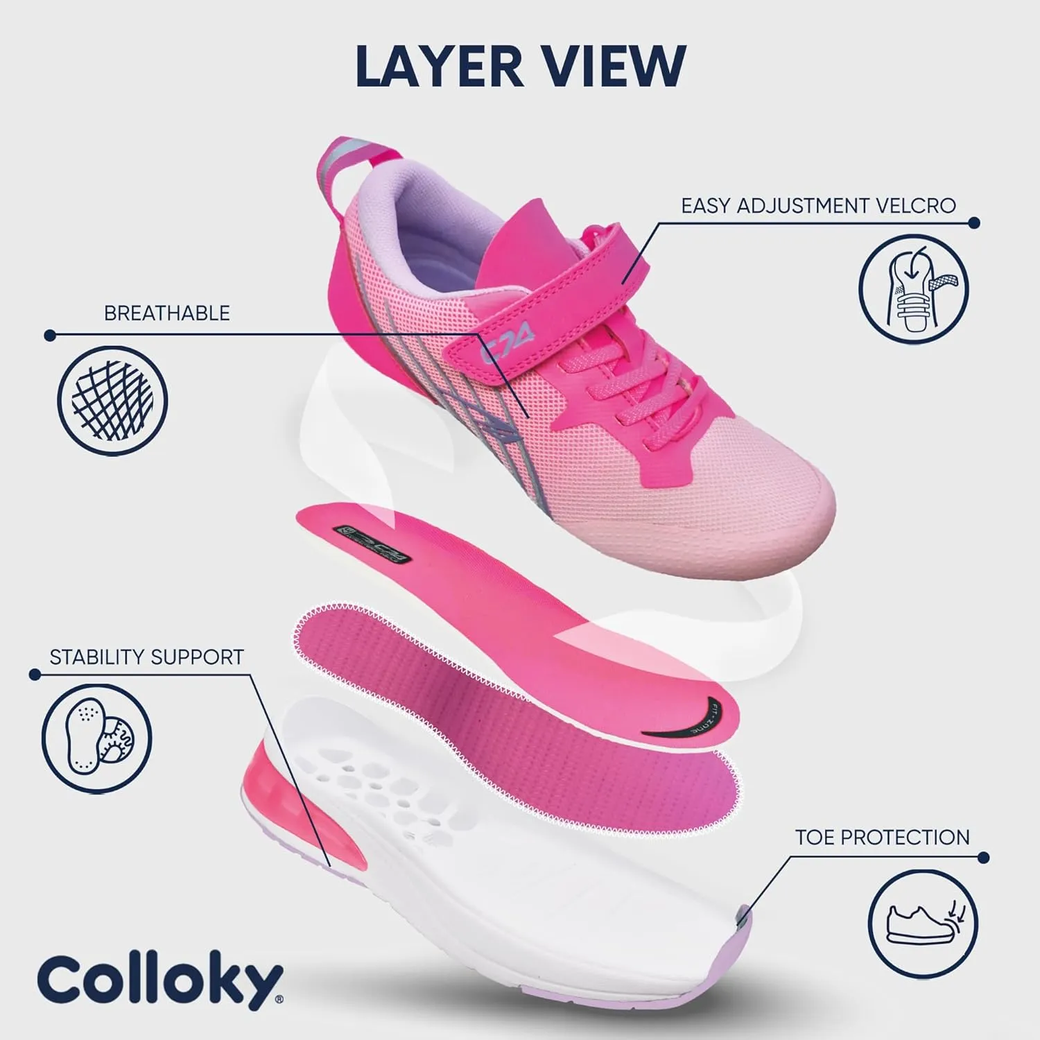 Toddler Sport Shoes for Boys and Girls - Washable Sneakers, Lightweight Design with Soft Soles & Adjustable Strap for Active Kids