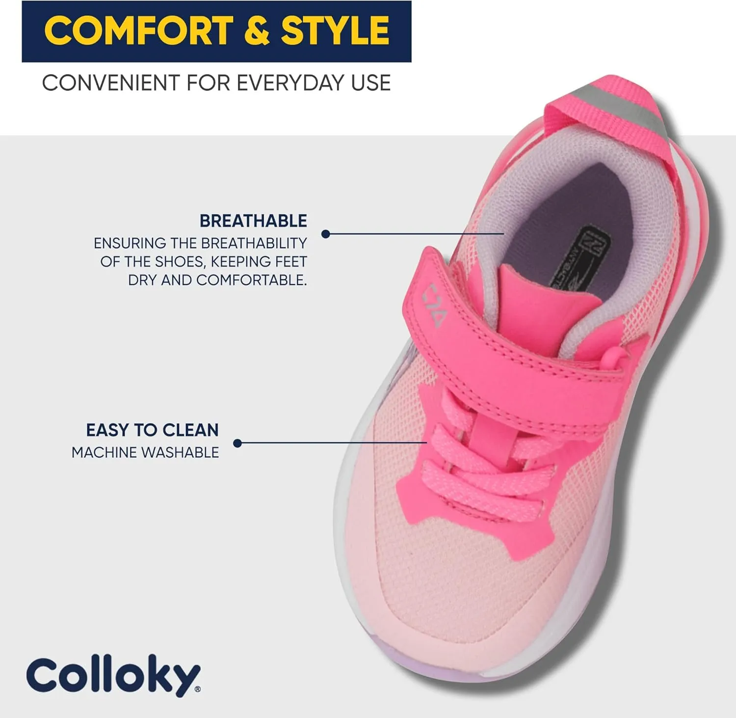 Toddler Sport Shoes for Boys and Girls - Washable Sneakers, Lightweight Design with Soft Soles & Adjustable Strap for Active Kids