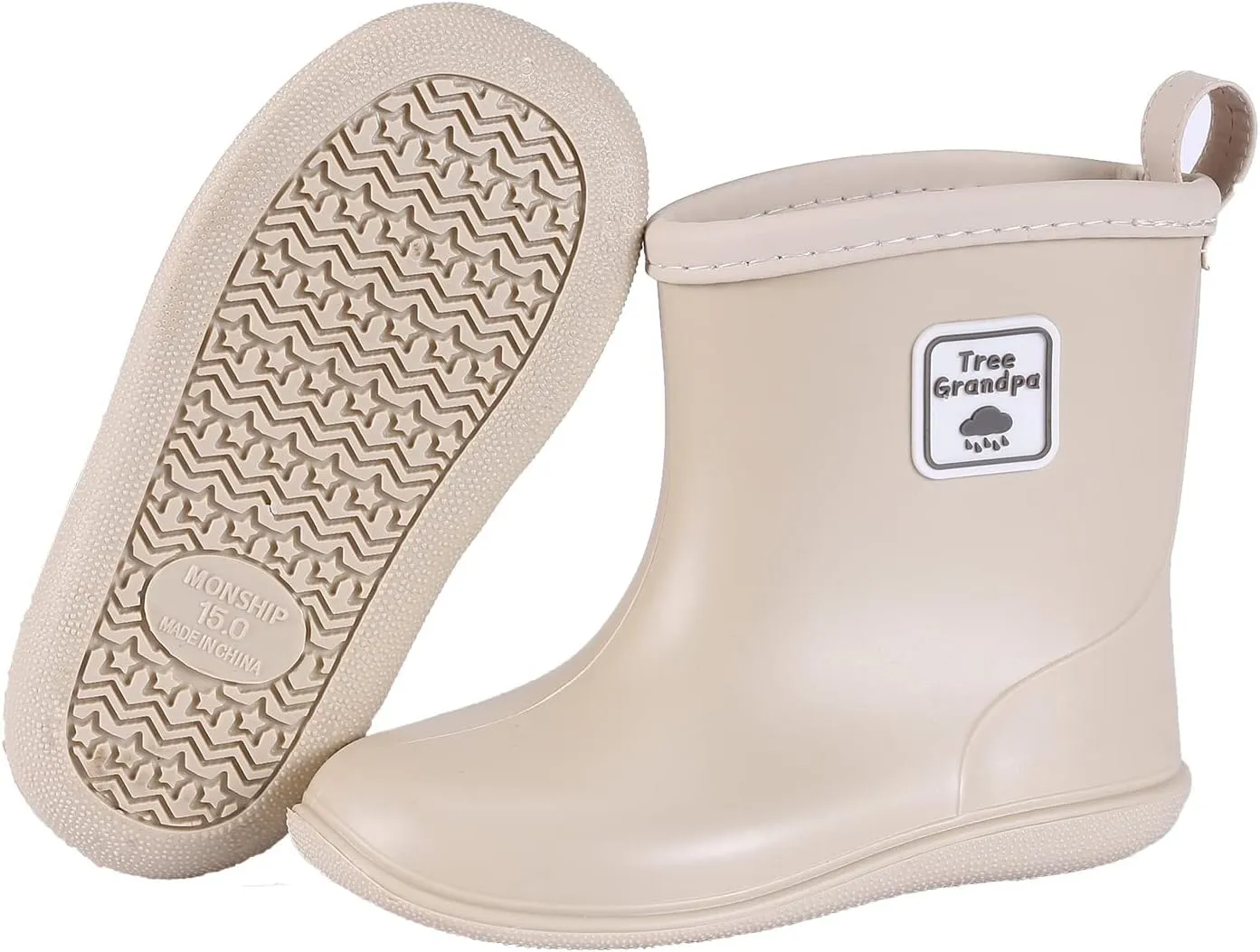 Tree Grandpa Toddler Rain Boots Baby Kids Easy-on Rain shoes Children Waterproof Shoes for Boys Girls(1-6 Years)