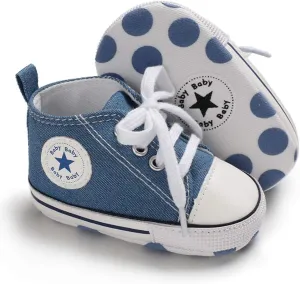 Unisex Baby Girls Boys Canvas High-top Shoes, Newborn Infant Anti-Slip Soft Sole Frist Walking Breathable Sneakers