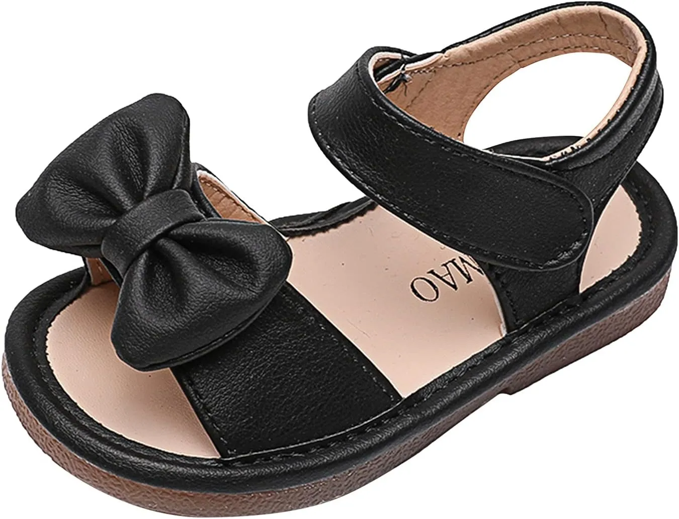 Unisex-Child and Toddler Baby Girls Sandals Bowknot Anti Slip Soft Sole Outdoor Shoes Summer (Black, 10.5 Little Kid)