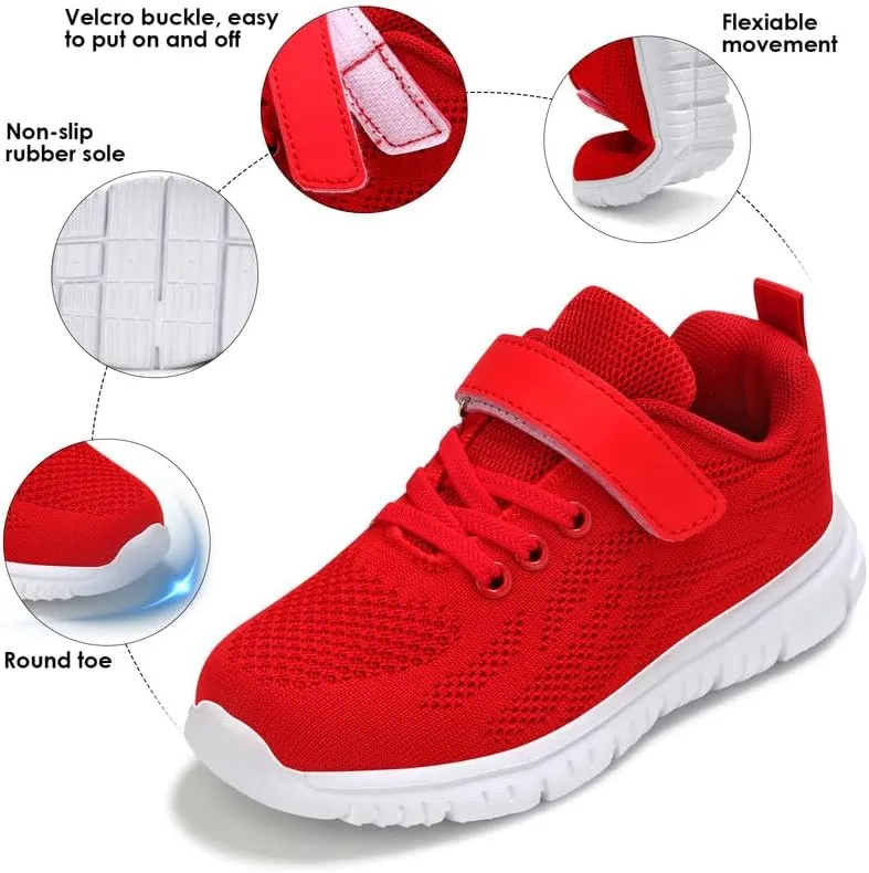 Unisex Kids Tennis, Running Shoes - Black, Size 8 (Little Kid, Women's 7) - Mesh, Flat Heel, Lace-Up, Round Toe, Casual, Athletic Sneakers