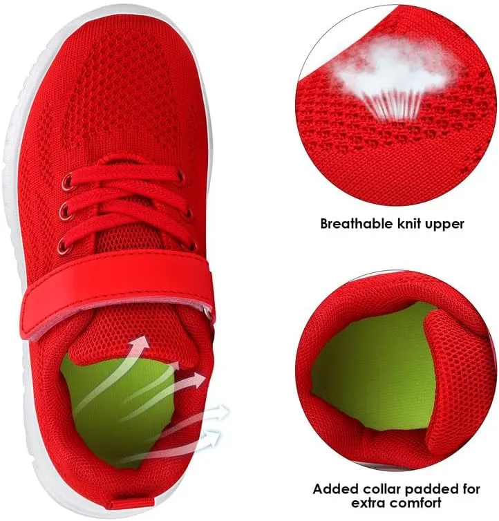 Unisex Kids Tennis, Running Shoes - Black, Size 8 (Little Kid, Women's 7) - Mesh, Flat Heel, Lace-Up, Round Toe, Casual, Athletic Sneakers