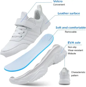 Unisex Kids Tennis, Running Shoes - Black, Size 8 (Little Kid, Women's 7) - Mesh, Flat Heel, Lace-Up, Round Toe, Casual, Athletic Sneakers