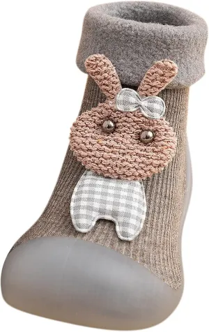 Unisex Toddler GirlsFirst Walking Shoes Kids Toddler Baby Boys Girls Solid Warm Knit Soft Sole Rubber (Grey, 20-21)
