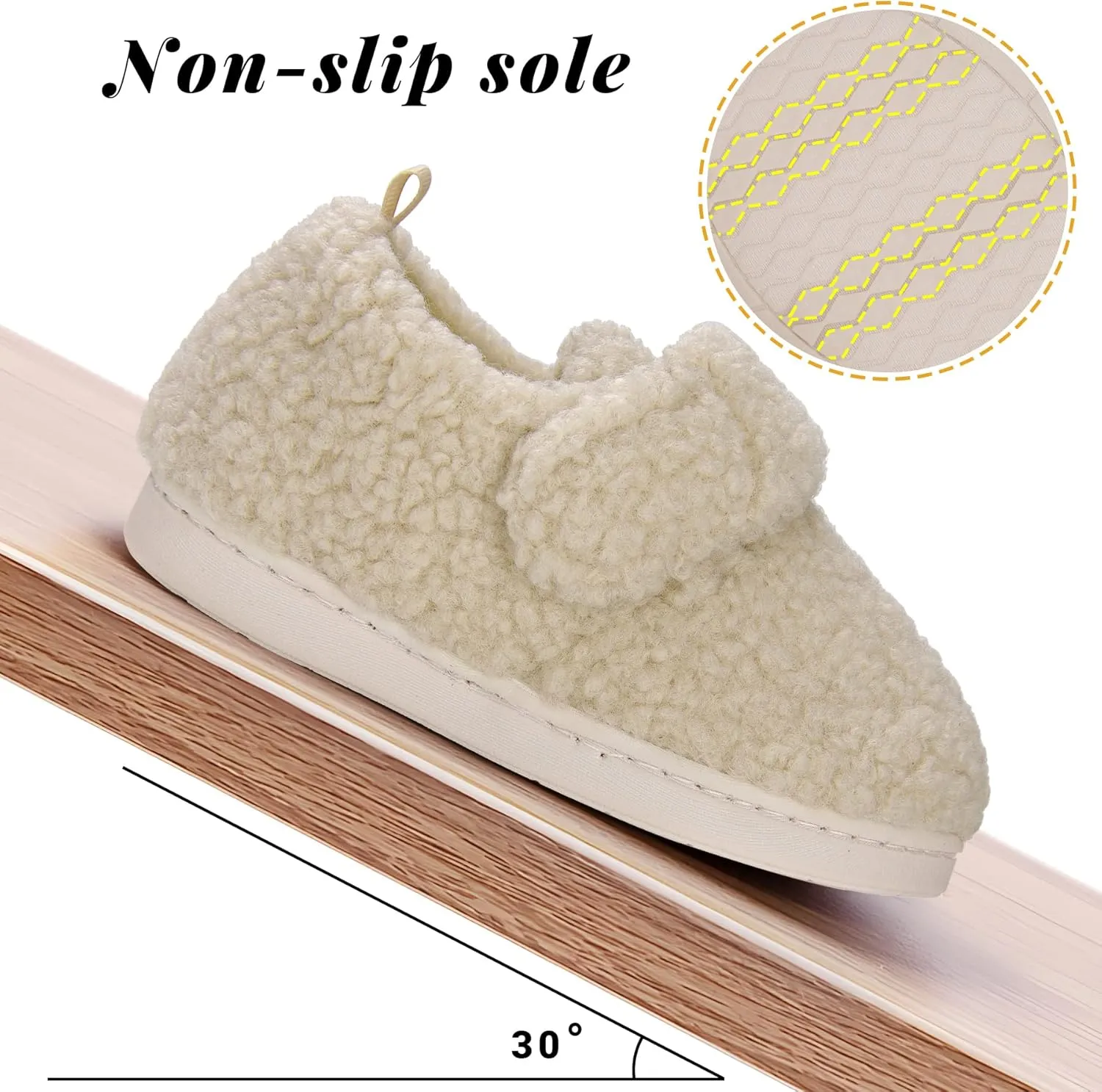 VONMAY Kids Cozy Toddler Fleece Slippers for Boys Girls, Soft & Warm Indoor Shoes with Adjustable Hook & Loop Closure  Perfect for Indoor & Outdoor