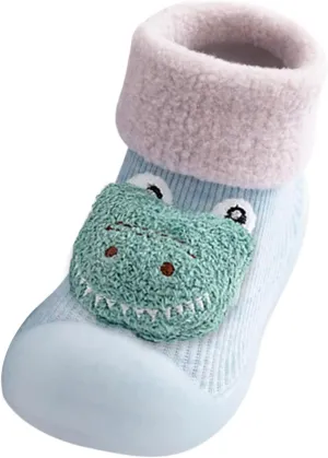 Walking Shoes Stocking Soft Slipper Toddler Rubber Girls Baby Shoes Socks Knit Boys Warm Sole Kids Non-Slip Rubber Sole