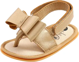 Walking Summer Girls Flat Shoes Boys Sole Rubber Bow Baby Non-Slip Soft Sandals Baby Shoes Toddler Slide Sandals Girls