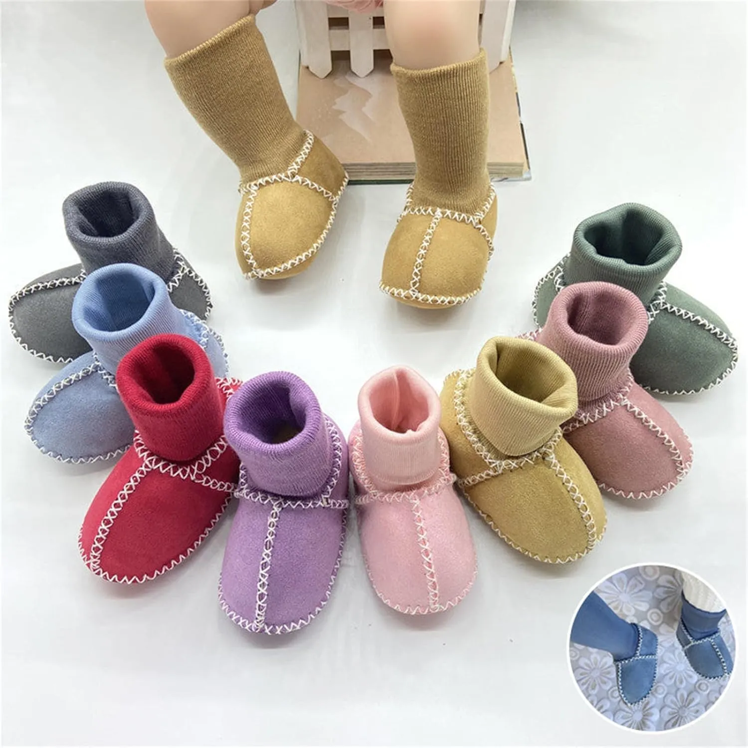 Warm Baby Sock Shoes Baby Floor Shoes Sneakers Infant Socks Shoes Indoor Girls Boys Non Solid First Warm Walking Boots