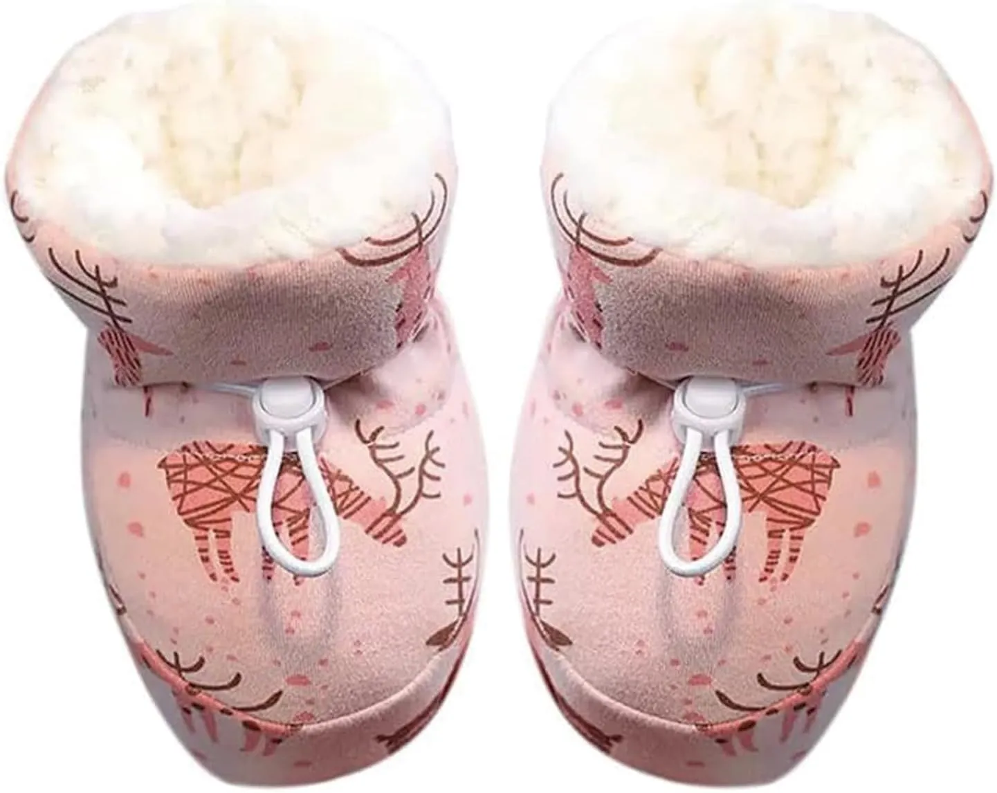 Warm Fur Baby Boots, Winter Snow Anti-Slip Soft Sole Warm Sock Shoes with Adjustable Drawstring