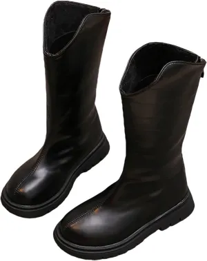 Winter Girls' Ankle Boots Big Kids Back Zipper Sheep Boots Warm Non Slip Shoes Long Boots High Boots Outdoor Christmas Shoes