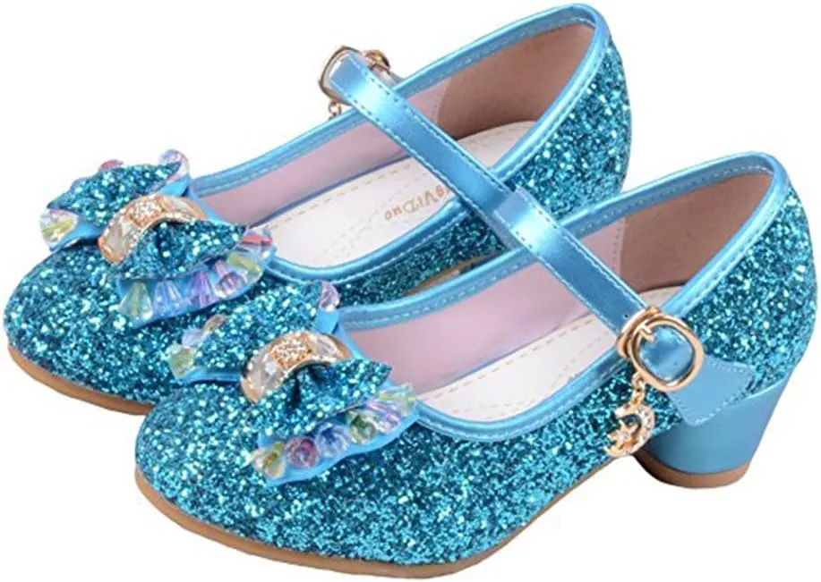 YING LAN Girl's Princess Cosplay Performance Shoes Sequins Wedding Party Dress Shoes Low Heeled Mary Jane