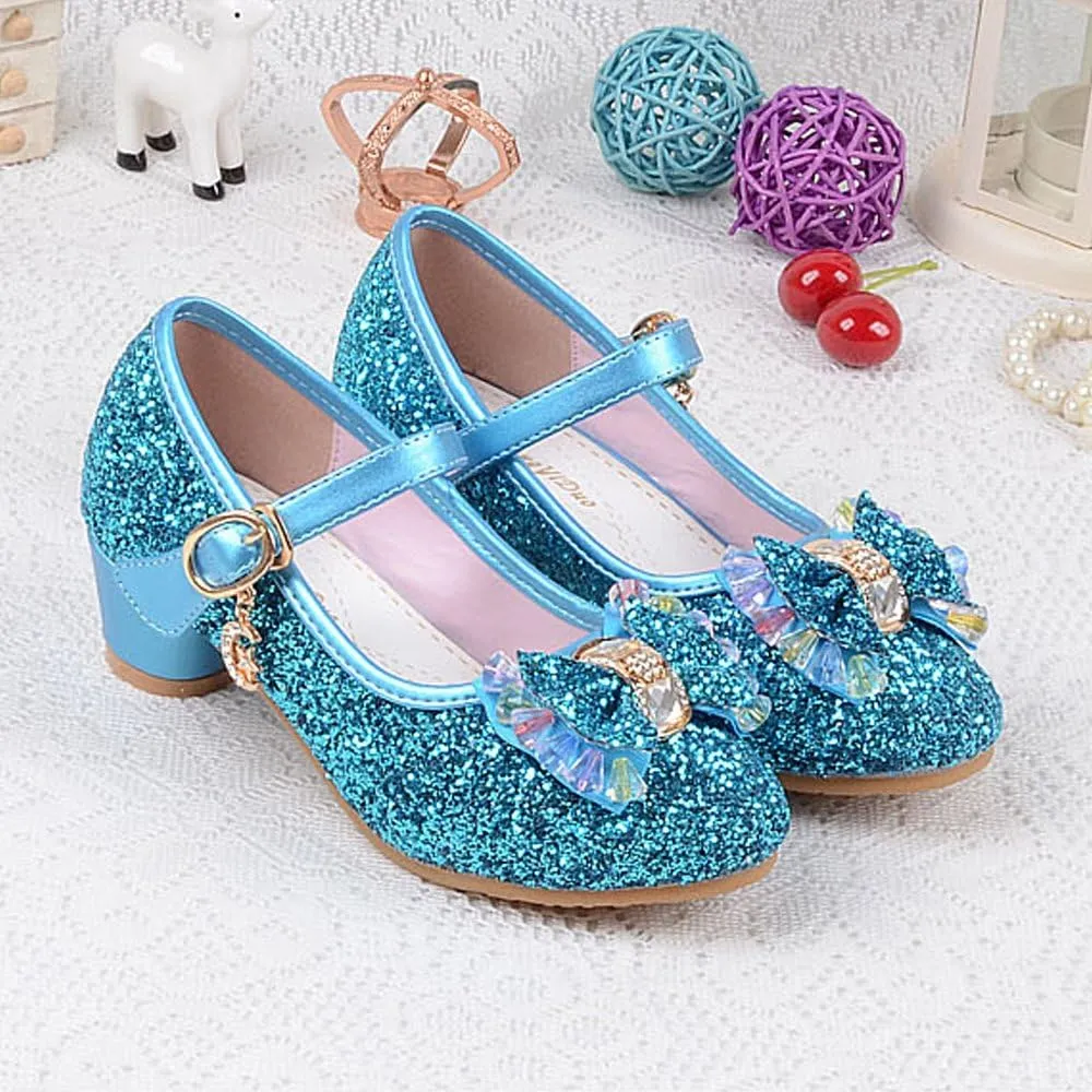 YING LAN Girl's Princess Cosplay Performance Shoes Sequins Wedding Party Dress Shoes Low Heeled Mary Jane