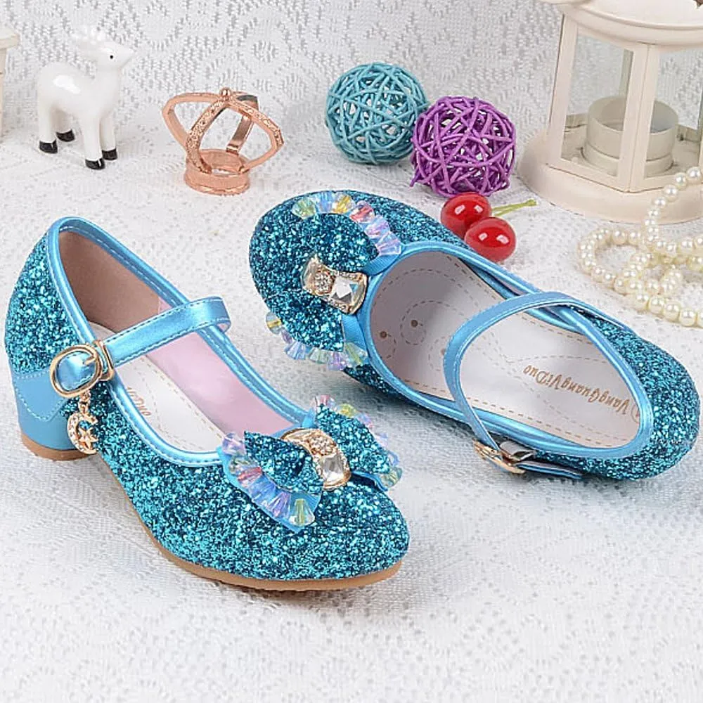 YING LAN Girl's Princess Cosplay Performance Shoes Sequins Wedding Party Dress Shoes Low Heeled Mary Jane