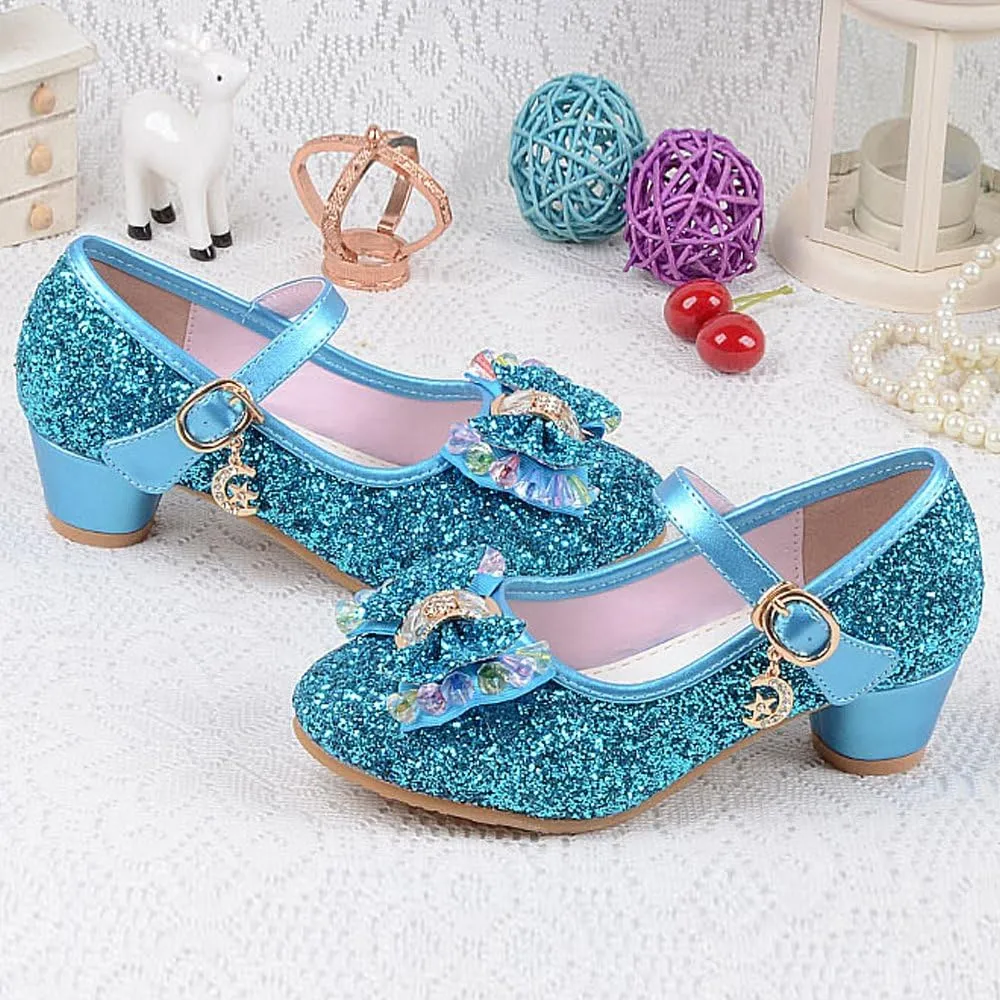 YING LAN Girl's Princess Cosplay Performance Shoes Sequins Wedding Party Dress Shoes Low Heeled Mary Jane